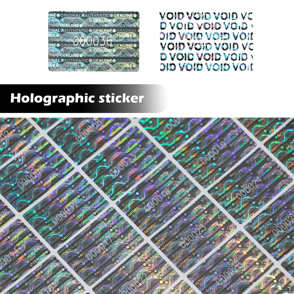 2x3cm Silver High Security Holographic Stickers Authentic Warranty Void Seal Hologram Label with Unique Number Adhesive Label