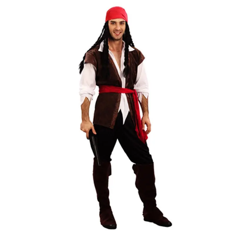 Men's Buccaneer Pirate Captain Costume Halloween Party Carnival Mardi Gras Fantasia Cosplay Umorden