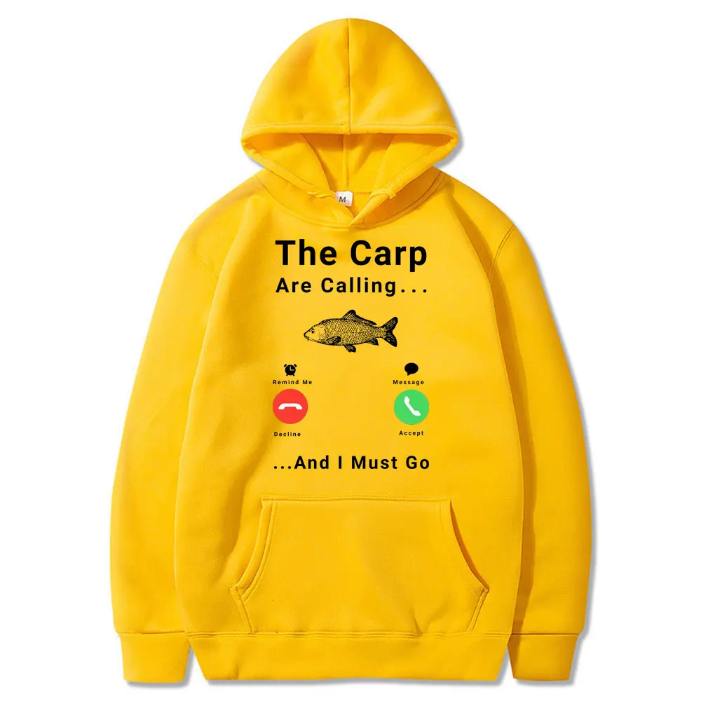 2021 New The Carp Is Calling Print Hoodie I Must Go Fishing Men Women Hip Hop Street Clothing Hoodies Sweatshirt Male Hoody