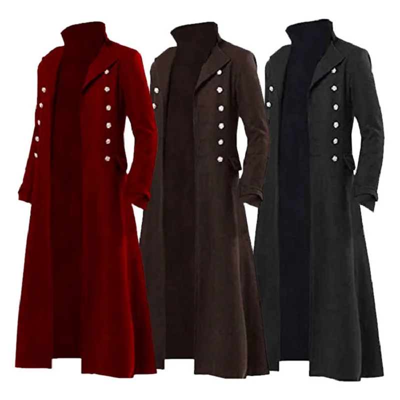 Manteau Vintage Renaissance pour hommes, vêtements Steampunk gothiques, Costume de Cosplay, smoking, carnaval, robe de soirée, veste médiéval