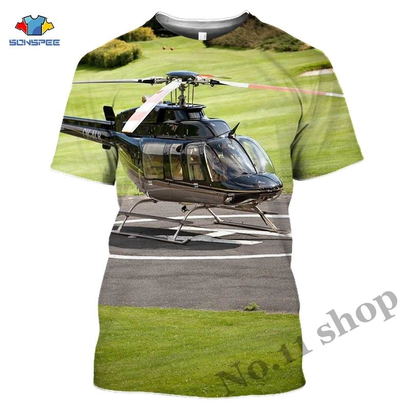 Helicopter T-shirts Harajuku 3D print Men Women Clothes Hip Hop T Shirts Aircraft Short Sleeve Plane Streetwear Harajuku Tops