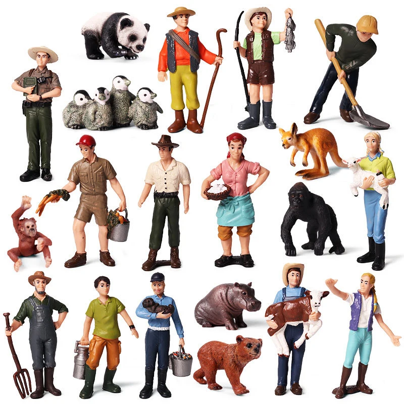 Hot 1:25 Scale Farm Human Figure Worker Farmer Action Figure PVC People Model Figurine Decor Accessories Toys for Children Gift