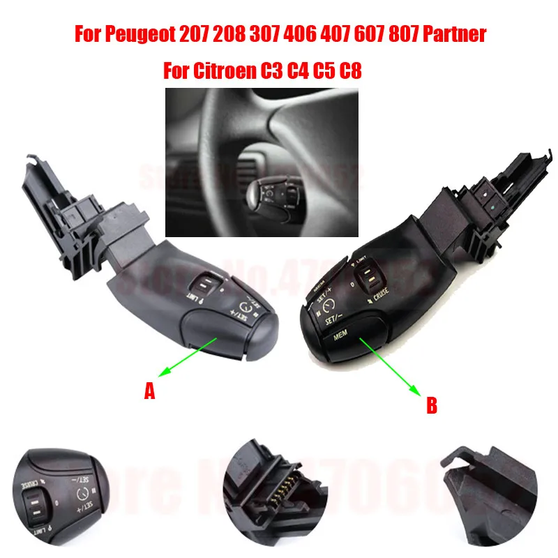 6242Z8 6242Z9 Cruise Control Switch FOR CITROEN C3 C5 C8 For PEUGEOT 207 307 407 607 3008 For XSARA BERLINGO XSARA PICASS