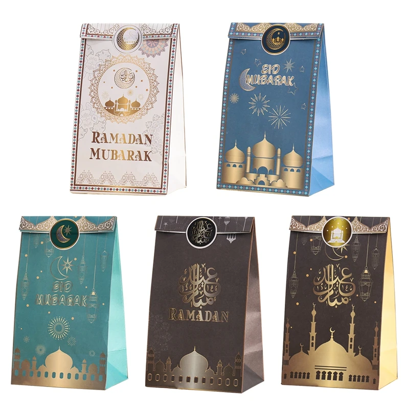 

6pcs Eid Mubarak Candy Box Ramadan Favor Gift Bag Islamic Eid Muslim Festival Happy al-Fitr Eid Event Party Supplies Cookie Bag