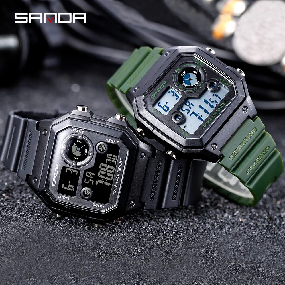 SANDA Brand Men Sports Watches Fashion Chronos Countdown Men\'s Waterproof LED Digital Watch Man Military Clock Relogio Masculino