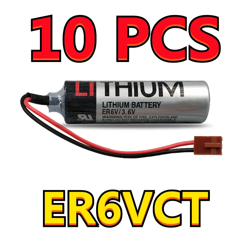 10PCS Original New ER6VCT 3.6V 2000mAh PLC Battery With Little Brown Connectors