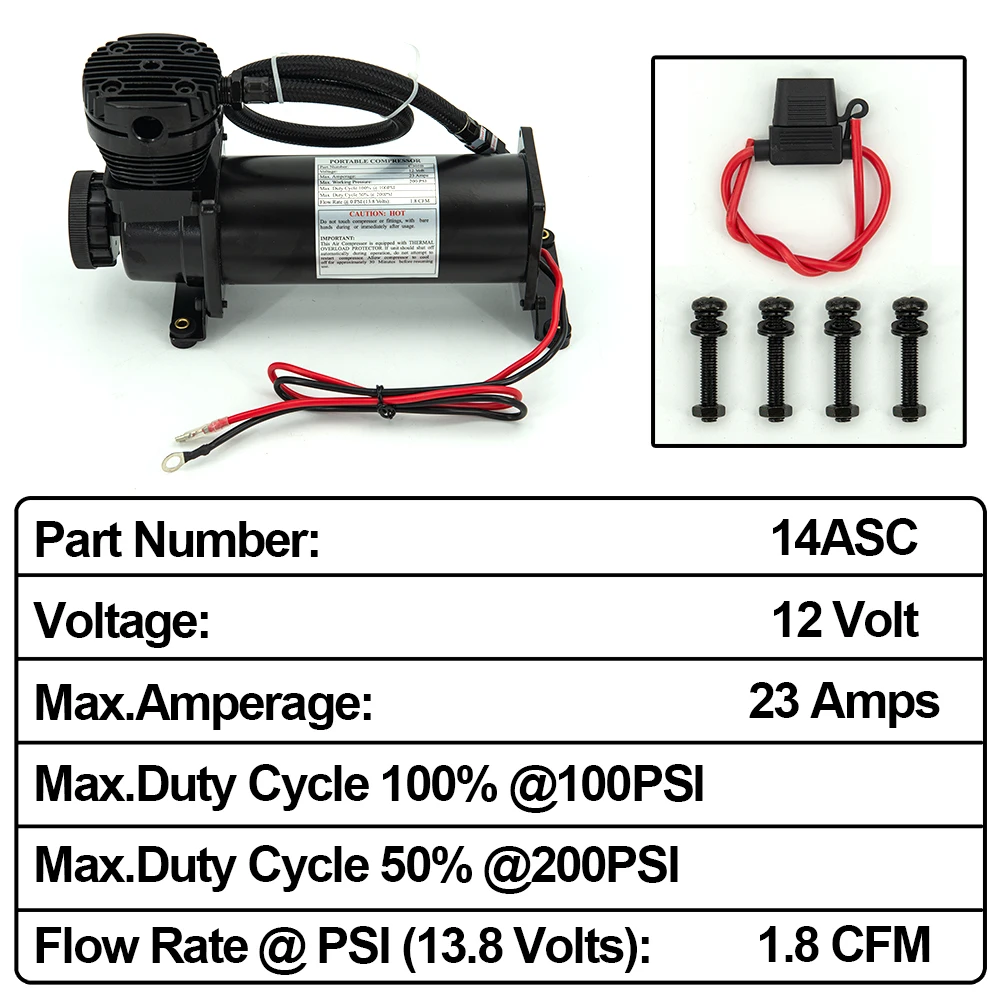 Prévention POWER-Compresseur de suspension pneumatique universel, Compression, Pompe à air, 200 PSI, DC 12V, 480c