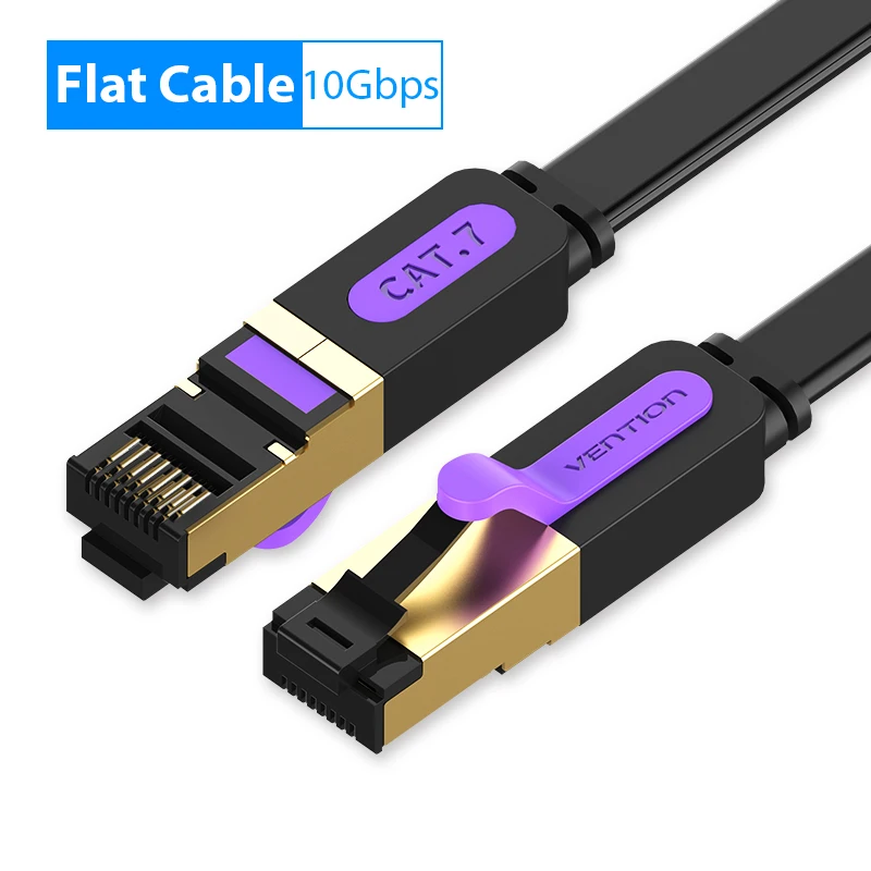 Vention Cat 7 Ethernetkabel, snelle, platte LAN-netwerkkabel met RJ45-aansluiting, voor router, modem, Cat6 internetpatchkabel.