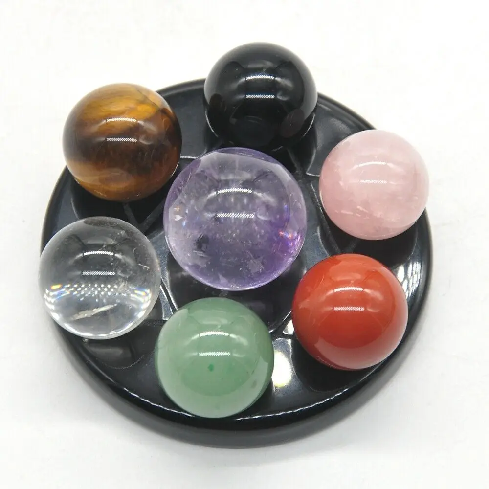 7 Star Array Chakra Stones Set Crystal Sphere Ball Reiki Healing Wicca Natural Gem Spiritual Decor