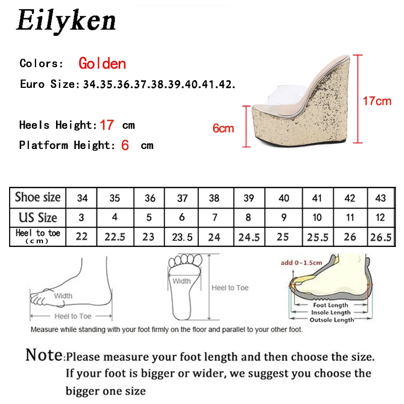 Eilyken Pantofole con zeppa con plateau trasparente in PVC Scarpe estive con punta aperta Donna Sandali con ciabatte super alte sexy