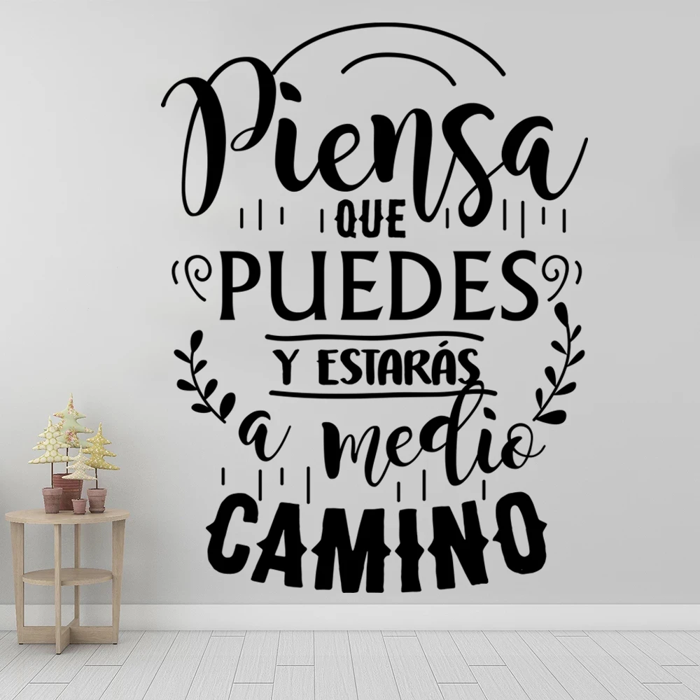 Piensa Que Puedes Y Estaras A Medio Camino Wall Decals With Motivating Phrase Vinyl Decorative Spanish Quotes Stickers RU2034