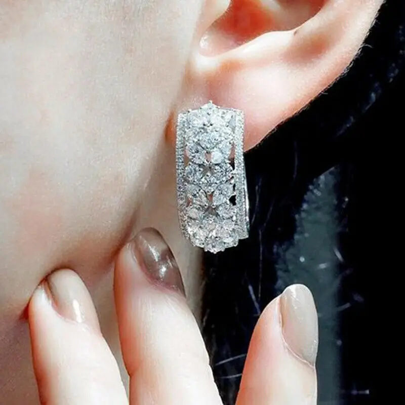 Huitan Geometric Long Stud Earrings for Women Full Paved Brilliant Cubic Zirconia Stone Fashion Wedding Engagement Jewelry Newly