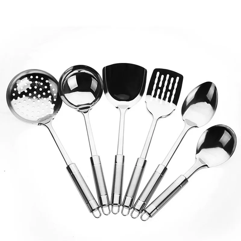 

Long Handle Stainless Steel Colander, Soup Filter, Dessert Strainer, Skimmer Porridge Ladles, Shovel Spoons, Cooking Tools, 6 Pc