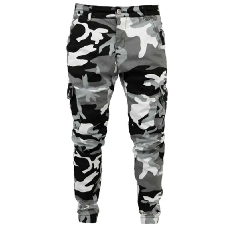 Autumn Camouflage Style Men\'s Jeans Joggers Sweatpants Cargo Trendy Hip Hop Solid-Colored Pencil Pants Men Fitness Trousers