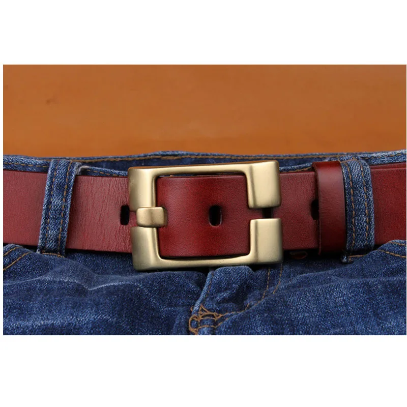 Men's Casual Pure Leather Wide Pin Buckle Retro Belt Italian Leather Genuine Leather Belt Jeans belt