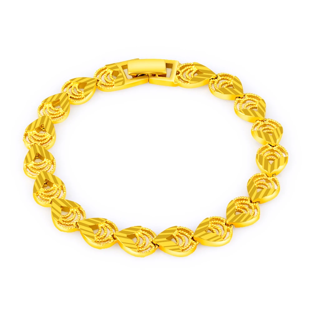 24K Gold Filled Mens Bracelet,Wholesale Pure Gold Color Jewelry Bracelet For Women Men Party Gifts Wedding Fast Fashion Jewelry