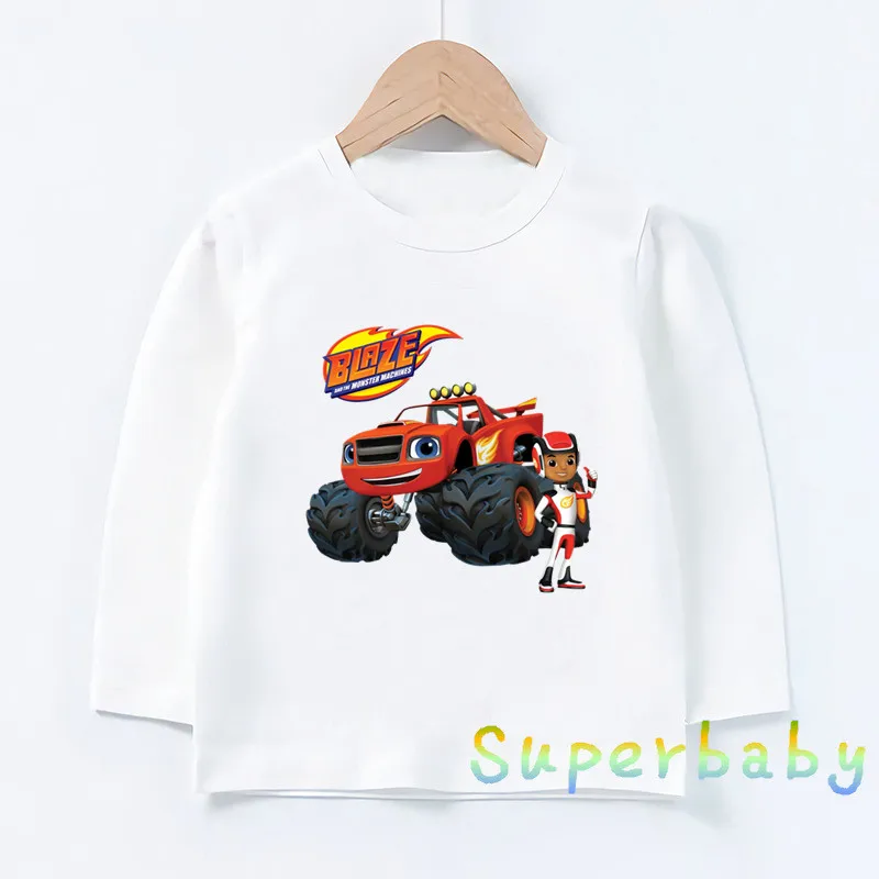 

Blaze And The Monster Machines Cartoon Print Kids Funny T-Shirts Girls Clothes Cool Baby Boys Long Sleeve T shirt Children Tops