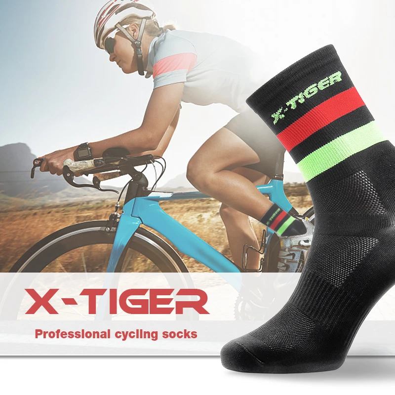 X-TIGER Cycling Socks Men Women Breathable Bicycle Socks Outdoor Racing Bike Compression Sport Socks Unisex MTB Bicycle Socks