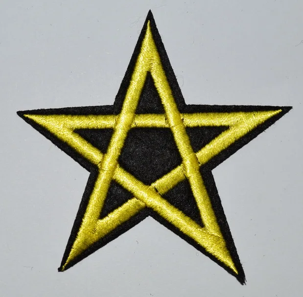 (5 pcs) Yellow Star Pentagram pentacle satanic occult goth wicca witch applique iron-on patch ( about  7.7 cm)