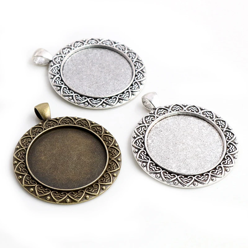 

5pcs 30mm Inner Size Antique Silver Plated Bronze Classic Cabochon Base Setting Charms Pendant