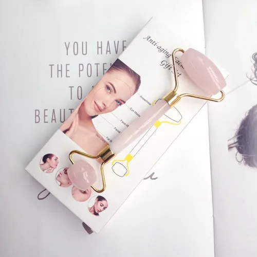 Imagen 2 del producto Rascador de cuarzo Natural para masaje de piedra de Jade auténtica, rodillo de Jade Gua sha, herramienta masajeadora Facial de estiramiento Facial blanco para espalda y cuello