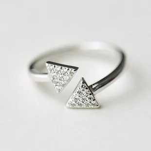925 Sterling Silver Rings For Women Geometric triangle Open Ring Hypoallergenic Sterling Silver Jewelry Gifts For Girls