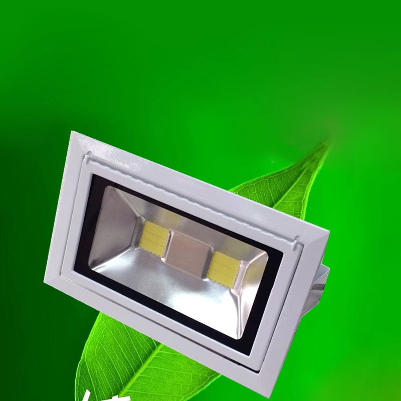 LED Downlights 50W COB Rectangular Recessed Ceiling Down Light 130-140lm/w Rotatable Adjustable Downlight Indoor Lighting