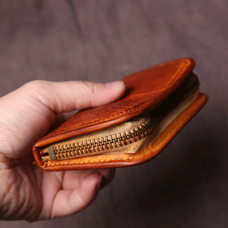 NZPJ männer Leder Schlüssel Tasche, Die Erste LayerOf Rindsleder, Damen Geldbörse, multi-funktionale Vintage Pflanzlich Gegerbtem Leder ID Tasche. – Detail 7