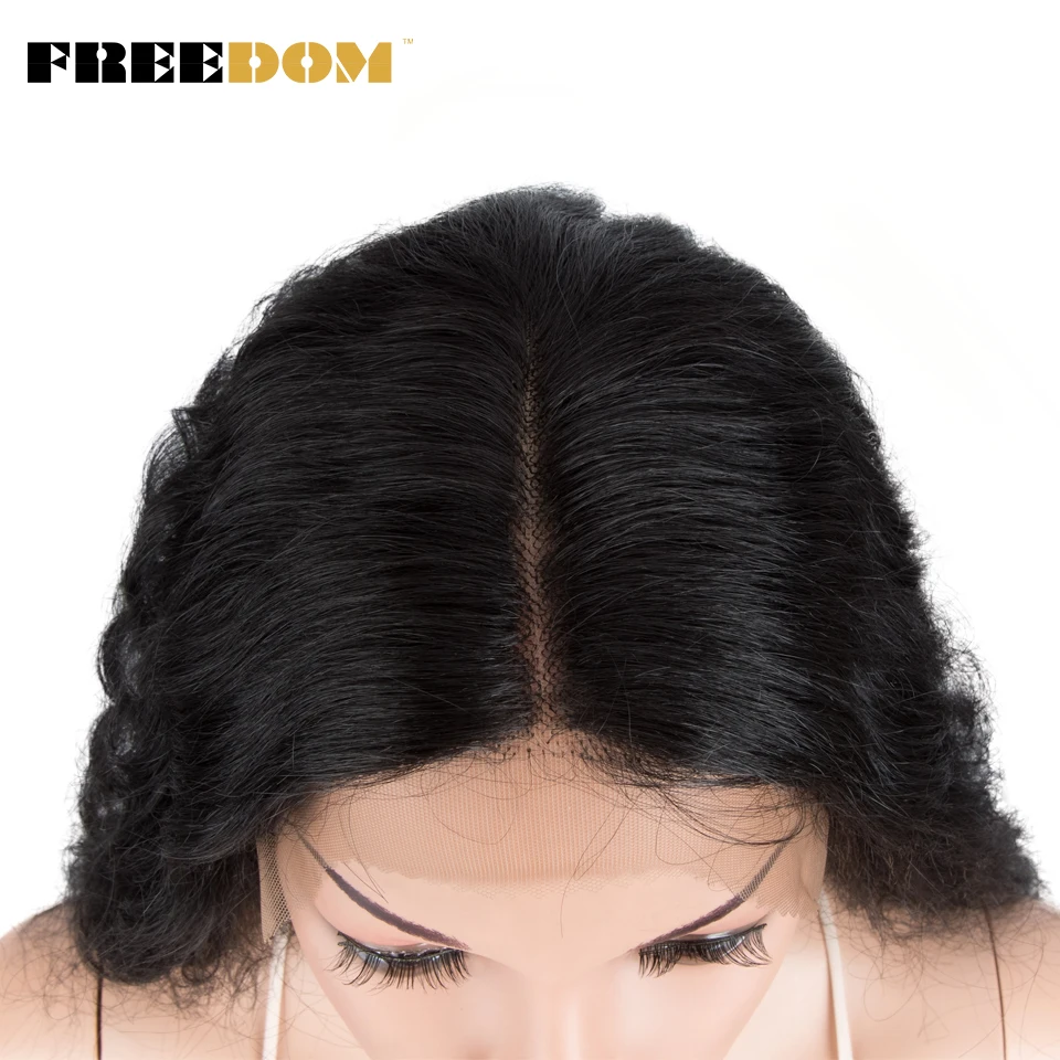 FREEDOM Synthetische Lace-Front-Perücke, lange, tief gewellte Ombre-Blond-Ingwer-Perücke mit Spitze für schwarze Frauen, hitzebeständige Cosplay-Perücke – Detail 15