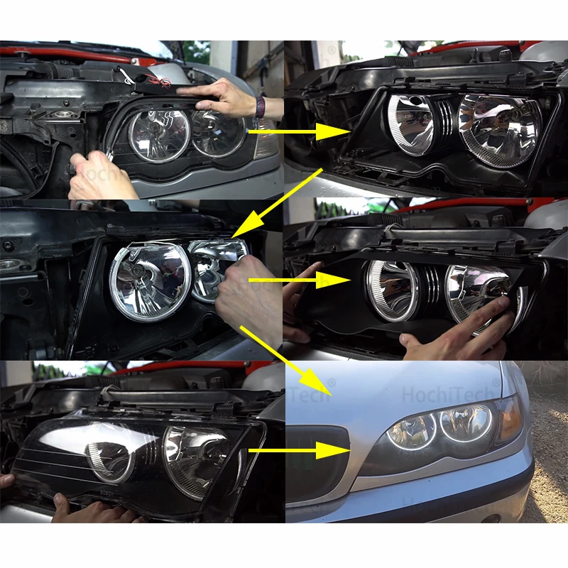 4 Pcs CCFL Angel Eyes Kit Warm White  Ring Headlamp For BMW E46 Sedan 1995-2005 E46 Coupe Convertible 1993-2003