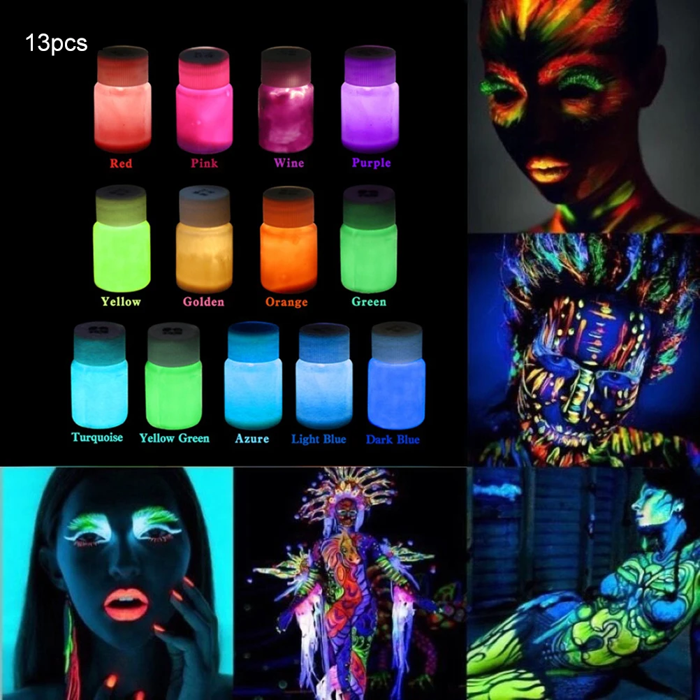 For Wall Body Painting Glow In The Dark Paint Set Self Luminous Phosphorescent Glowing Paints