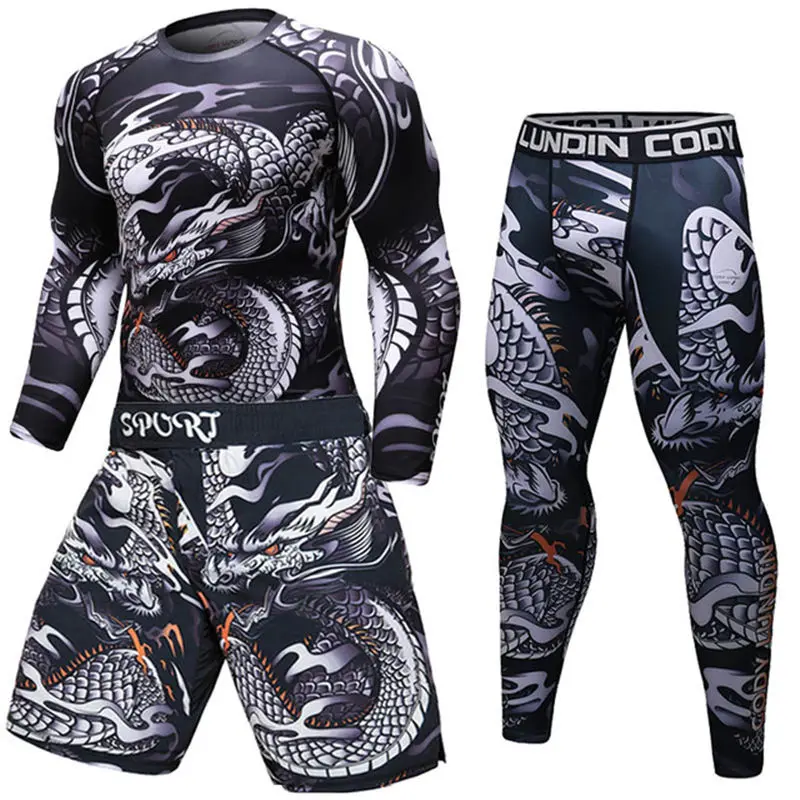 Men Tracksuit Sports Suit Gym Fitness Compression Clothes Running Jogging Sport Set Wear Exercise Workout Rashguard Tights