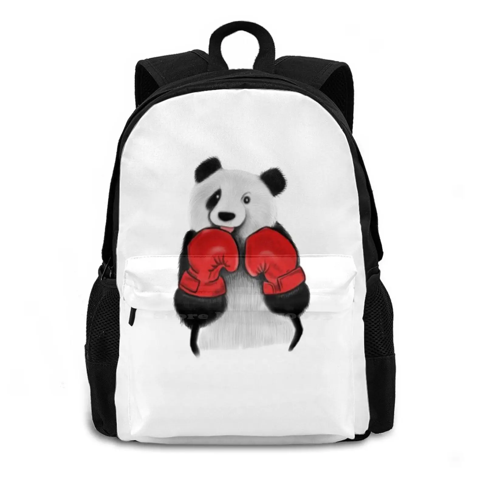 Boxing Panda Bear Panda Face Shirt-Funny Animal Shirt Large Capacity School Backpack Laptop Travel Bags Panda Bear Boxer