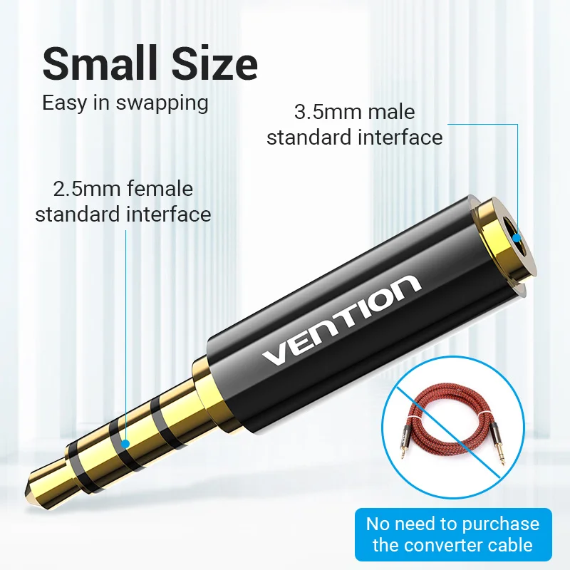 Vvention Jack 3.5mm do 2.5mm wtyk męski na żeński Adapter Audio dla głośników laptopa wtyczka słuchawkowa przewód Aux Connecter 2.5 do 3.5