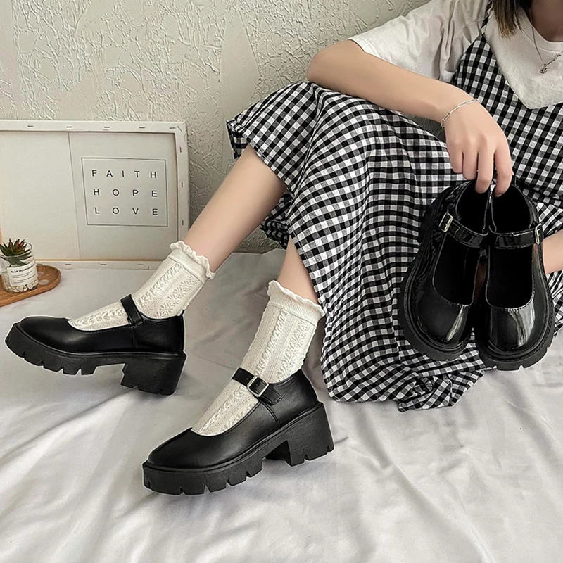 Black Lolita Platform Shoes Women Japanese Style Classic Kawaii Tea Party Cosplay Female Loli Shoes Vintage Lovely Gothic Style
