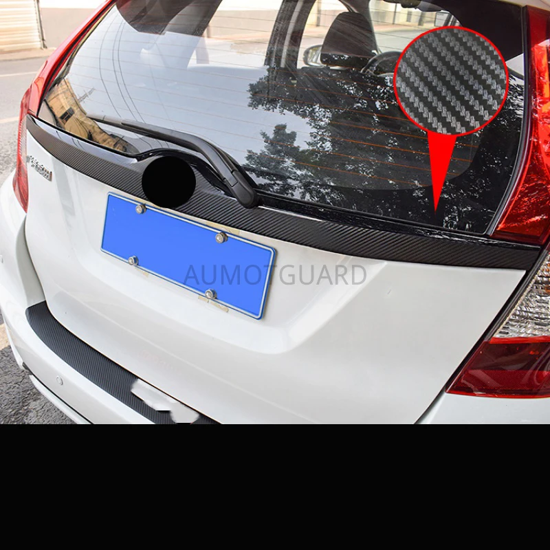 Carbon Fiber Rear Trunk Decoration Sticker Boot Door Trim For Honda FIT 2014 2015 2016 2017 2018-2020 Car Stickers