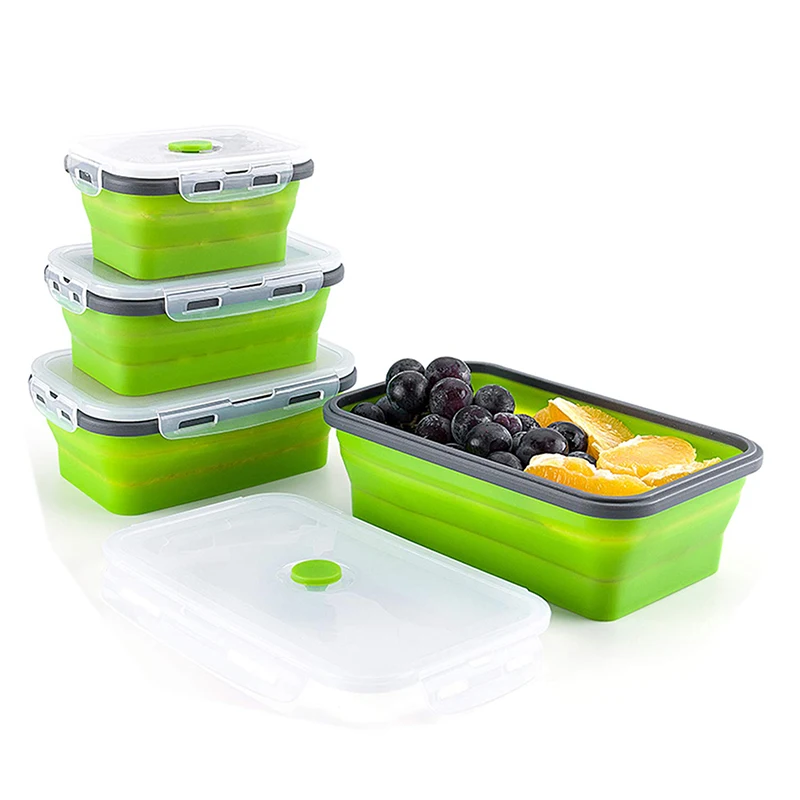 Collapsible Silicone Food Container Portable Bento Lunch Box Microware Home Kitchen Outdoor Food Storage Containers Box