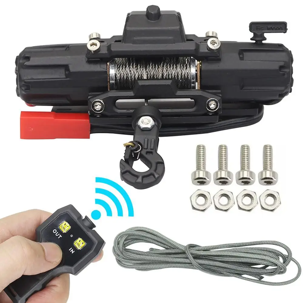 Metal Automatic Winch Wireless Remote Controller System for 1:10 RC Crawler Car Axial Trax TRX4 trx6 SCX10 90046 Redcat