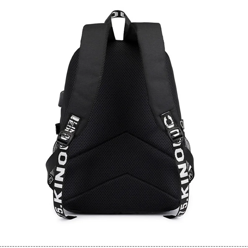 Mjzkxqz Fashion Music Luminous  USB Charging Headphone Jack Backpack School Bags Laptop Backpack Schoolbag Anime Backpack