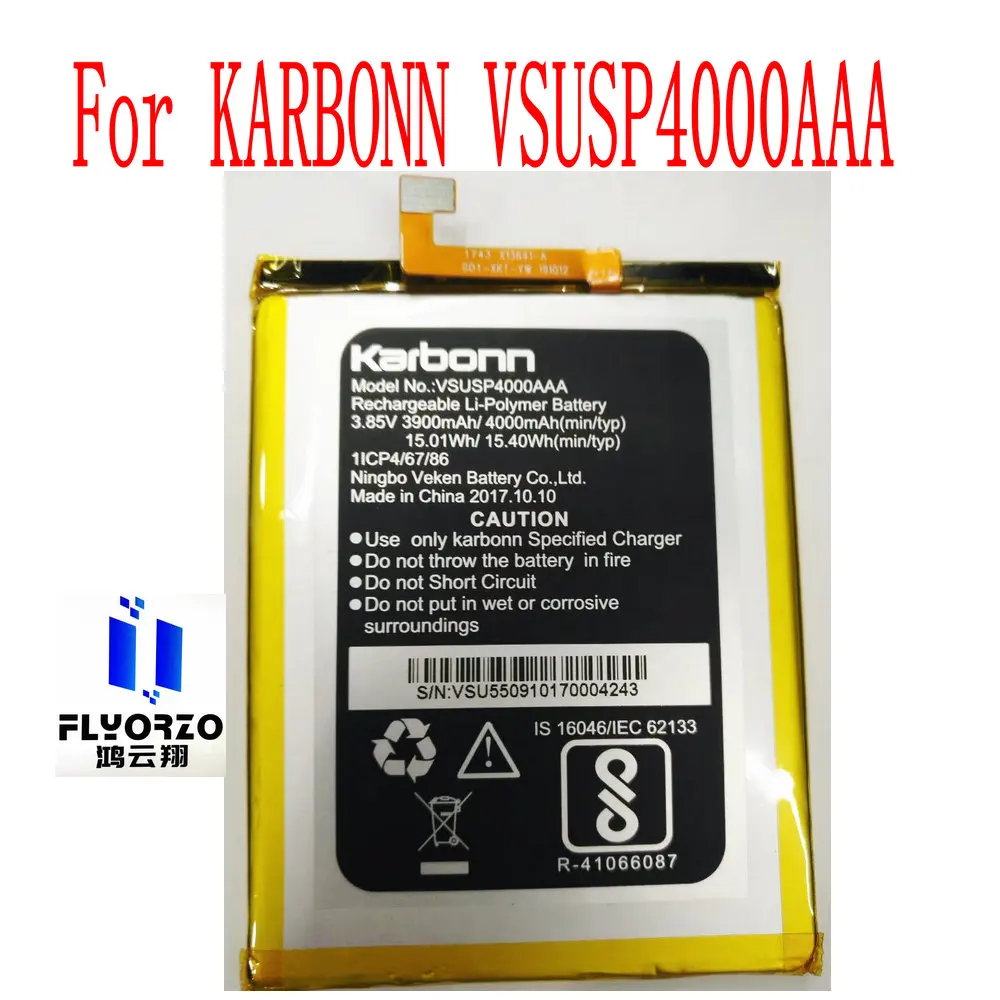 3.85V High Quality 4000mAh VSUSP4000AAA Battery For KARBONN VSUSP4000AAA Mobile Phone