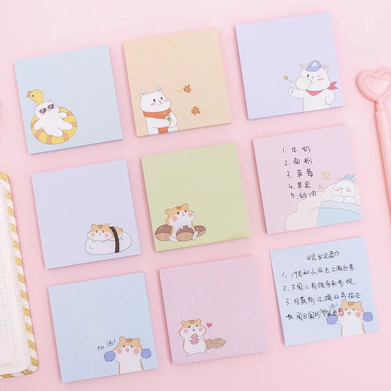 80sheets Cute Four Seasons White Bear Memos  Student Creative Cartoon Pos Notes Messages Can Stick Memo Paper N Times