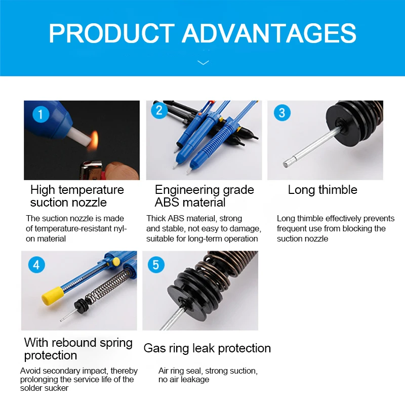 Liga/plástico solda otário caneta automática rebote pistola de solda manual vácuo forte sucção lata bomba de solda ferramenta de reparo