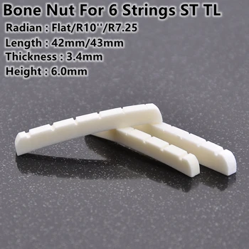 1 adet gerçek oluklu kemik somun 6 dizeleri ST TL elektro gitar (alt düz/R7.25/R10 42MM * 3.4MM * 6MM)