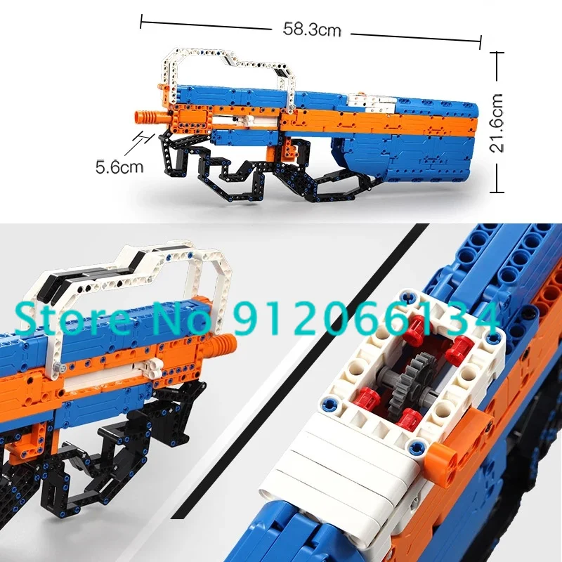 58CM Sniper Rifle Can Launch Weapon 581PCS DIY Bricks Parent-Child Interaction Military Gun Building Block Toys