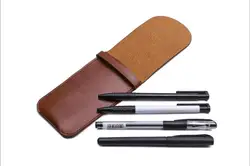 Leather Cowhide Fountain Pencil Bag Handmade Genuine Pen Cases Cover Sleeve Pouch Office School Students Supplies