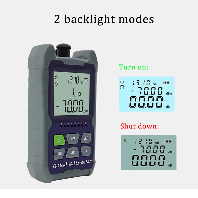 FTTH Mini 4 in 1 Optical Power Meter Rechargeable Lithium Fiber Optical Network Test SC/FC/ST Universal Interface Connector