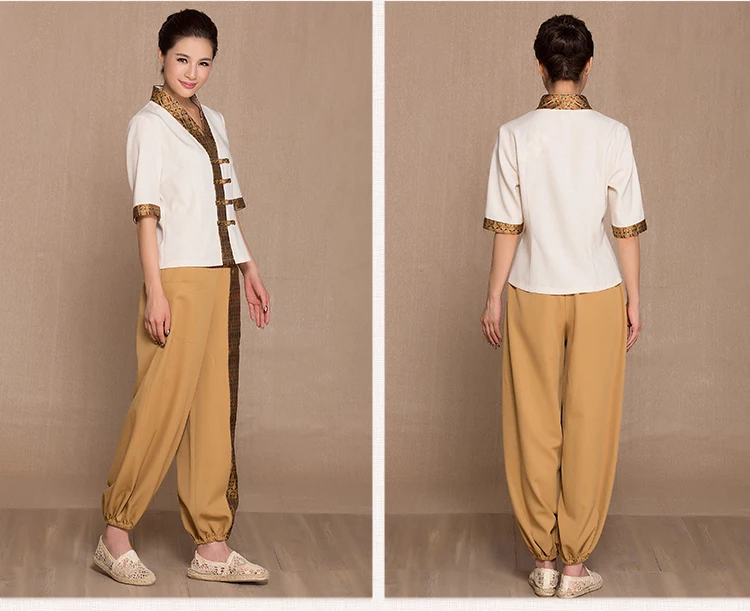 2023 frühling/Herbst Neue Thai Massage Uniform Polyester Top + Hosen Set Schönheit Club Arbeitskleidung Gesundheit Salon Uniform – Detail 9