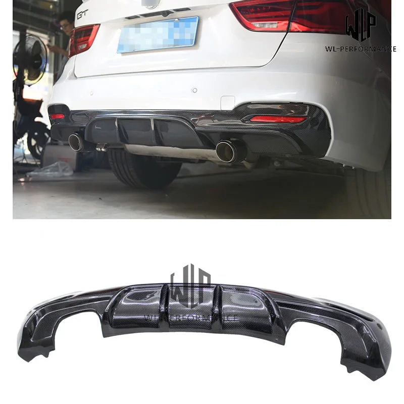 3gt F34 Bilateral Single Out Carbon Fiber Rear Lip Diffuser Car Styling for Bmw 3 Series Gt F34 Car Body Kit 2013-up