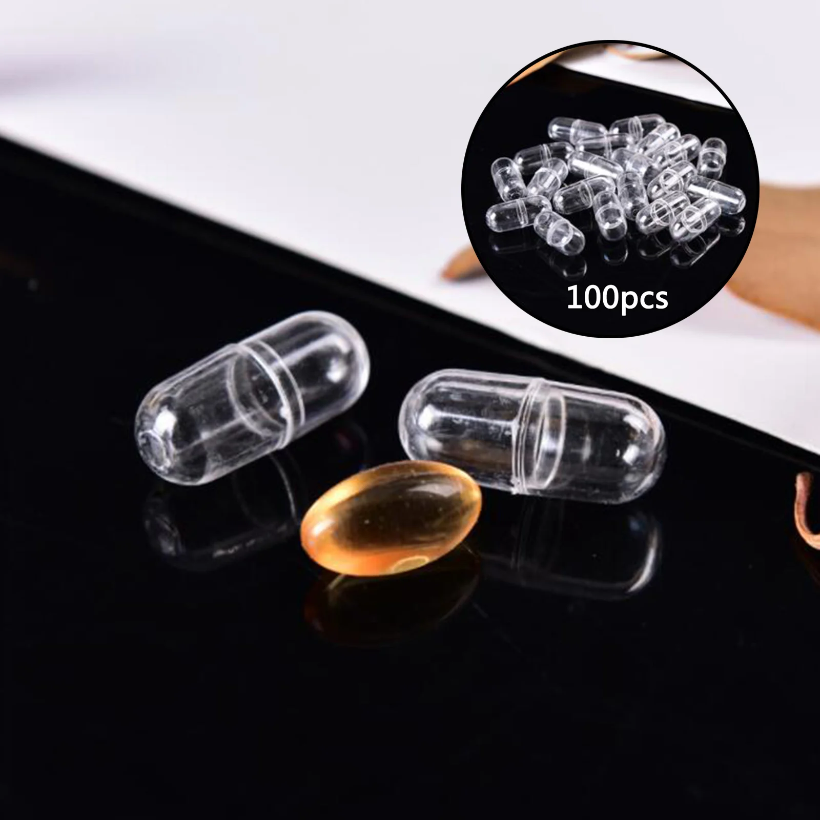 Set of 100 Mini Empty Clear Capsule for Lipstick Cosmetic DIY Containers Mini Plastic Empty Hollow Capsule Pill Case