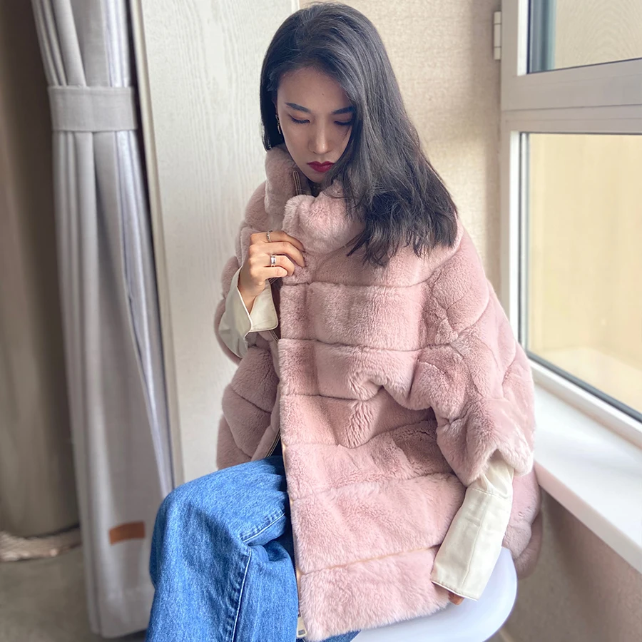 Fur Coat Fashion Casual Rex Rabbit Fur Jacket With Stand Collar Winter Clothing For Women Best Selling